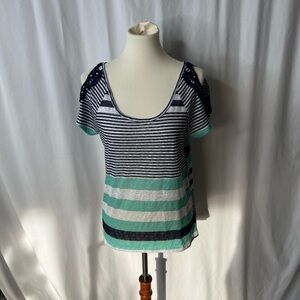 Almost Famous Striped Cold Shoulder Top | Size M | New with no tags